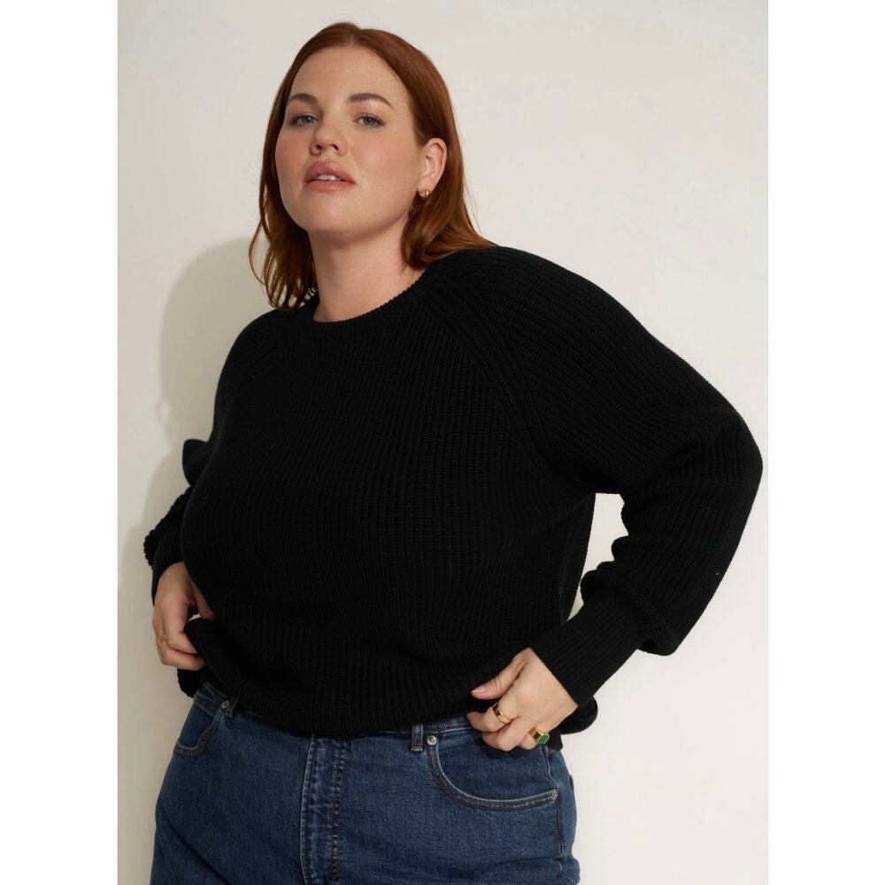 Callahan Knitwear The Crew Ribbed Chunky Knit Sweater Black Jumper Medium